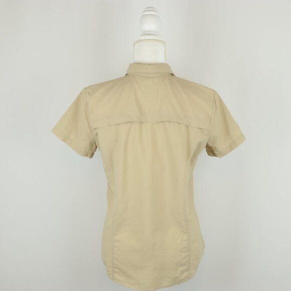 Mountain Hardwear Women's Size 6 Tan Quick Dry Short Sleeve Button Up Shirt - Picture 3 of 8